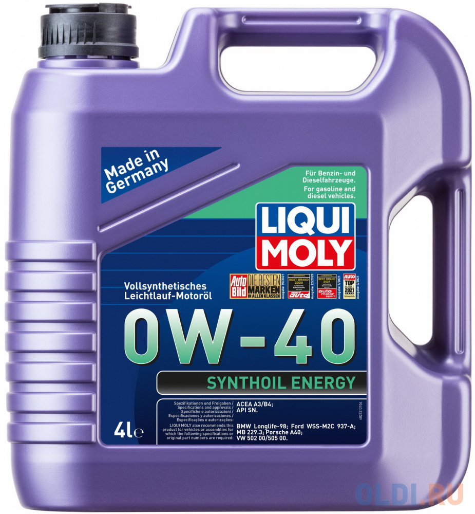 2451 LiquiMoly Синт. мот.масло Synthoil Energy 0W-40 SN A3/B4 (4л) mindly магниевое масло be energy 250