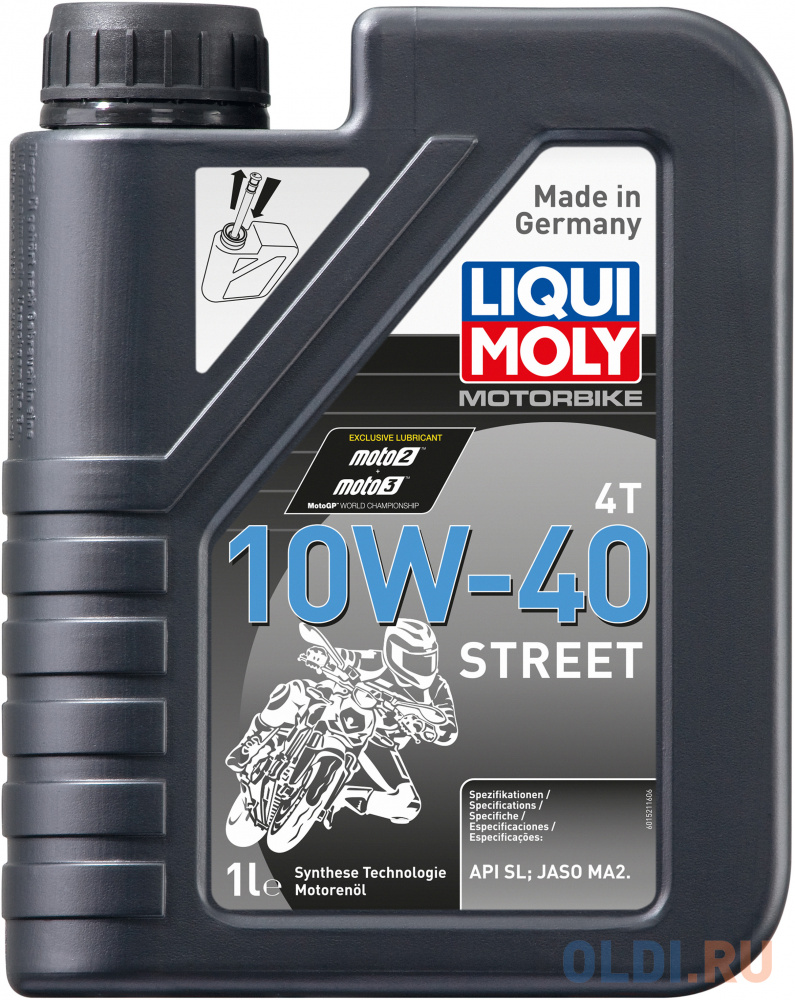 НС-синтетическое моторное масло LiquiMoly Motorbike 4T Street 10W40 1 л 1521 1524 liquimoly синт масло д вилок и амортиз motorbike fork oil heavy 15w 0 5л