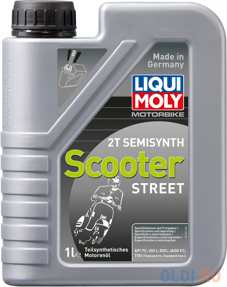 Полусинтетическое моторное масло LiquiMoly Motorbike 2T Semisynth Scooter 1 л 1621 масло моторное полусинтетическое для 2 тактного двигателя liqui moly 2t motoroil 8036 0 25 л