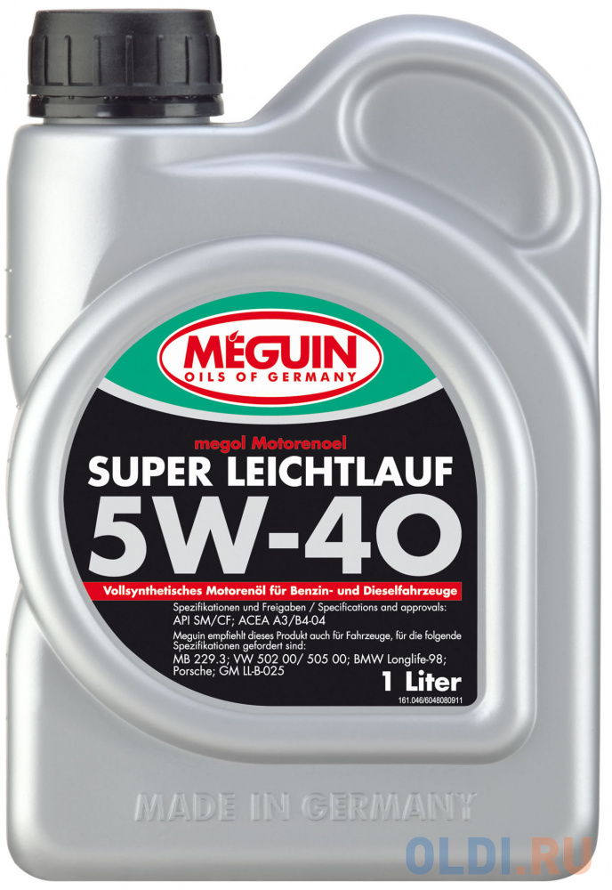 Cинтетическое моторное масло Meguin Motorenoel Super Leichtlauf 5W40 1 л 4808 9505 liquimoly нс синт мот масло super leichtlauf 10w 40 sn a3 b4 5л