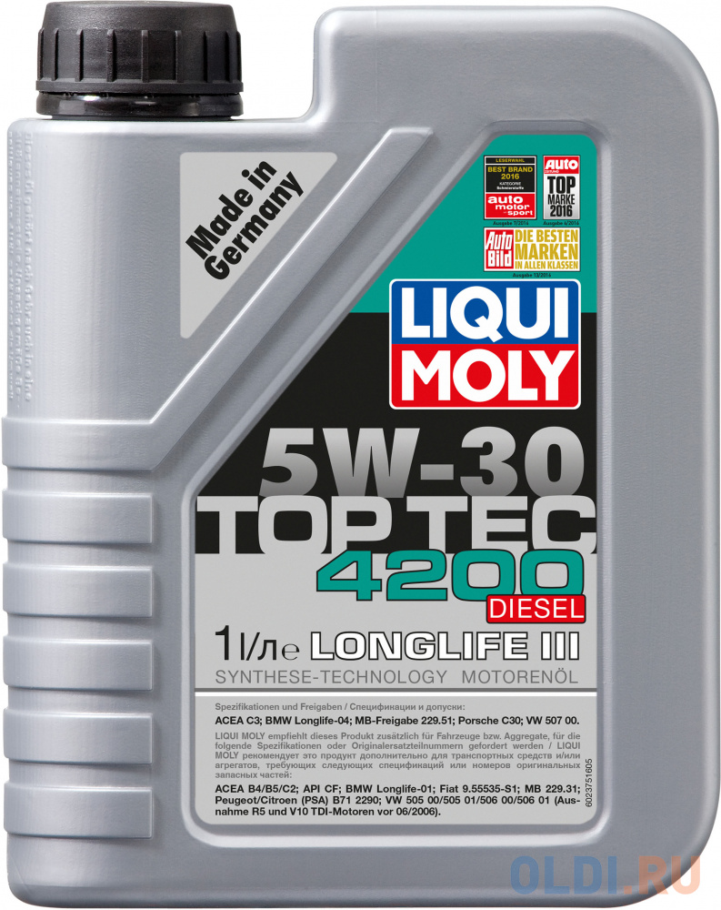 НС-синтетическое моторное масло LiquiMoly Top Tec 4200 Diesel 5W30 1 л 2375