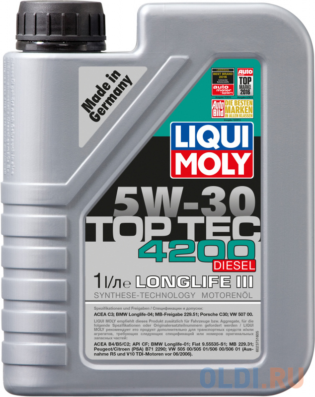 

НС-синтетическое моторное масло LiquiMoly Top Tec 4200 Diesel 5W30 1 л 2375
