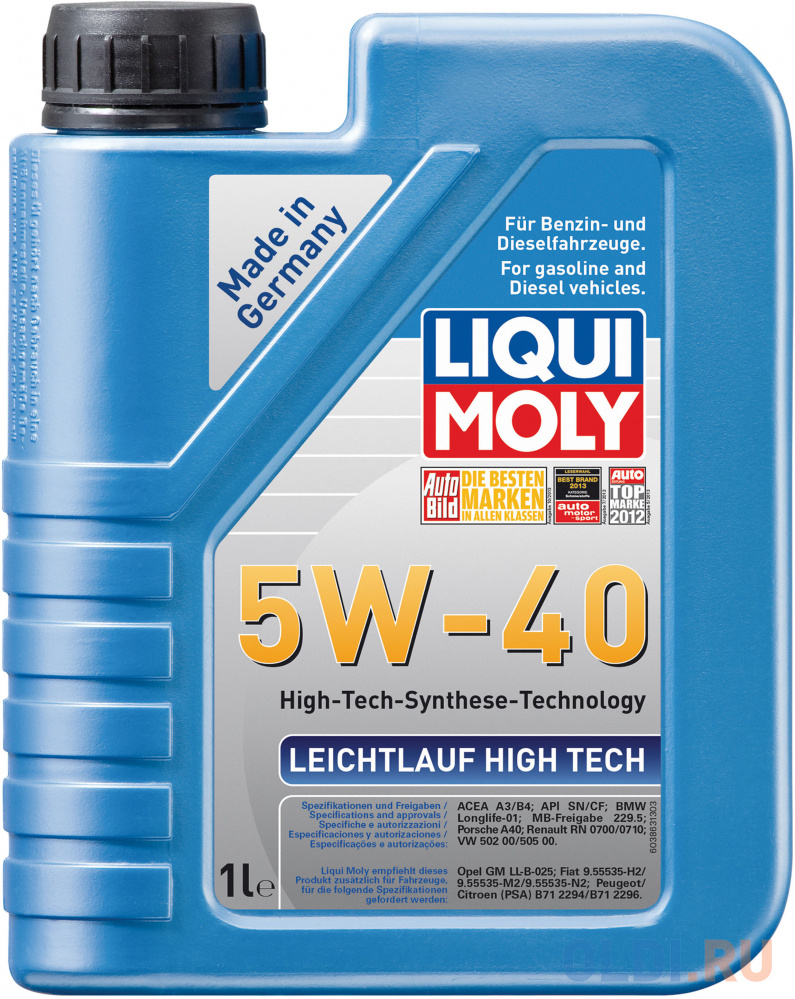 НС-синтетическое моторное масло LiquiMoly Leichtlauf High Tech 5W40 1 л 8028 cинтетическое моторное масло meguin motorenoel super leichtlauf 5w40 4 л 4355