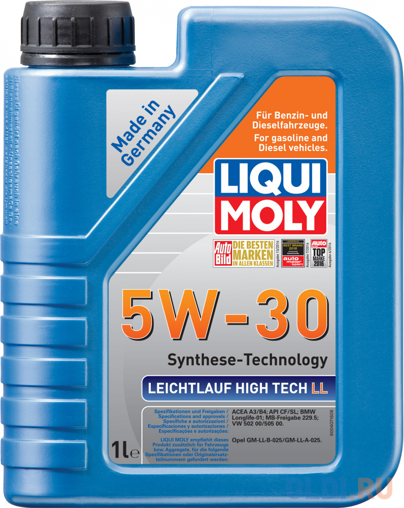 НС-синтетическое моторное масло LiquiMoly Leichtlauf High Tech LL 5W30 1 л 39005 - фото 1