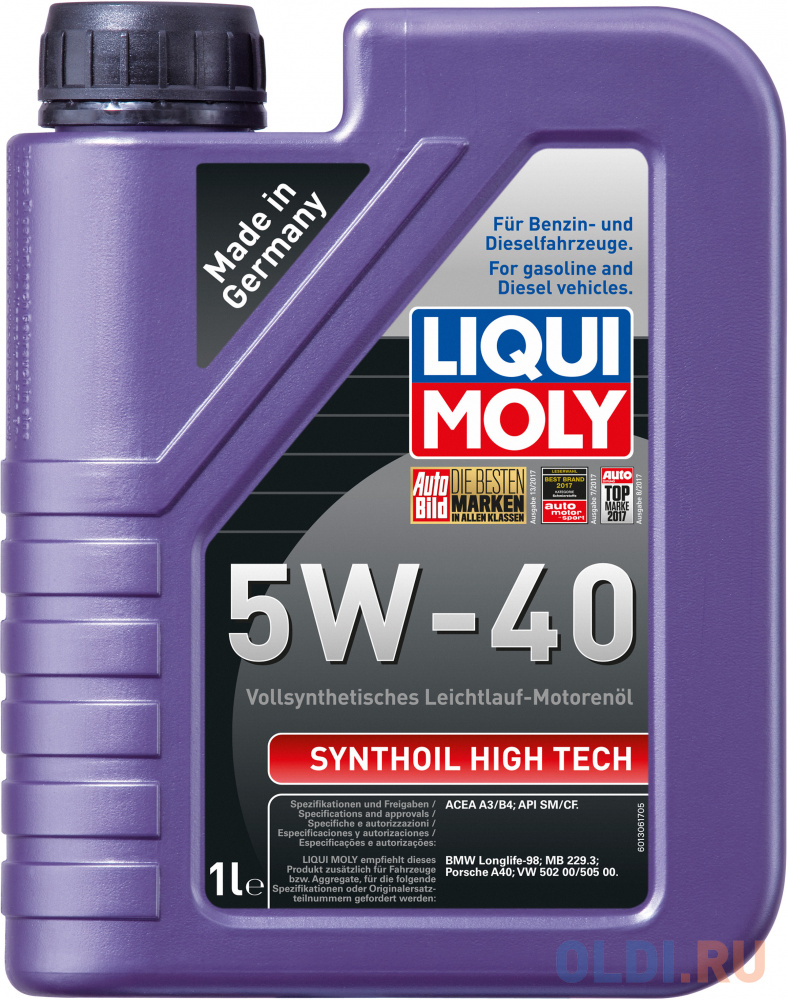 Cинтетическое моторное масло LiquiMoly Synthoil High Tech 5W40 1 л 1924