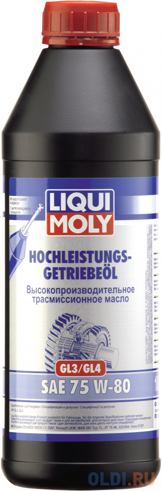 НС-синтетическое трансмиссионное масло LiquiMoly Hochleistungs-Getriebeoil 75W80 1 л 7584 нс синтетическое трансмиссионное масло liquimoly top tec mtf 5200 75w80 1 л 20845