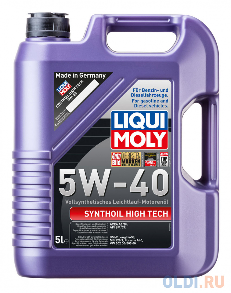 

Cинтетическое моторное масло LiquiMoly Synthoil High Tech 5W40 5 л 1925