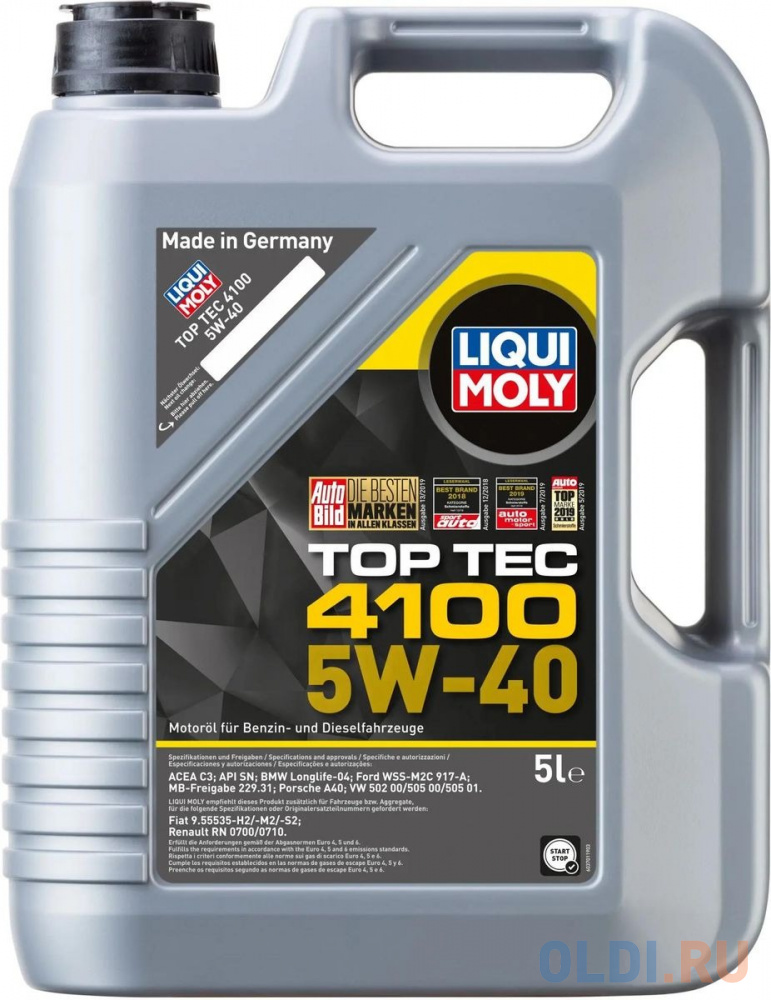 9511 LiquiMoly НС-синт. мот.масло Top Tec 4100 5W-40 SN C3 (5л)