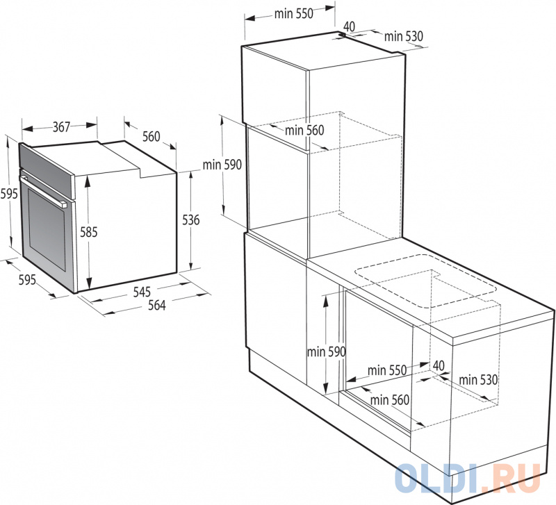 Электрический шкаф Gorenje BOS67371CLB черный Вид№3