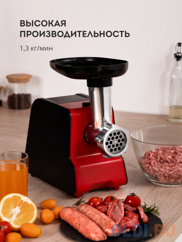 Электромясорубка GALAXY GL 2418 чёрный красный фото