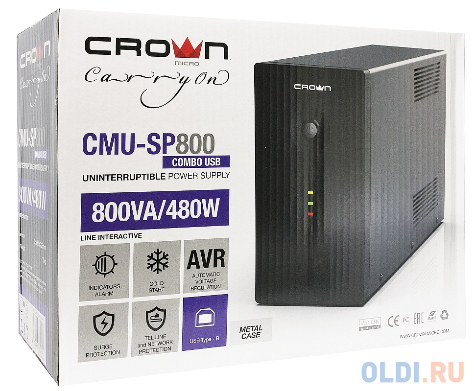 ИБП Crown CMU-SP800 COMBO USB 800VA 6970963382144 - фото 3