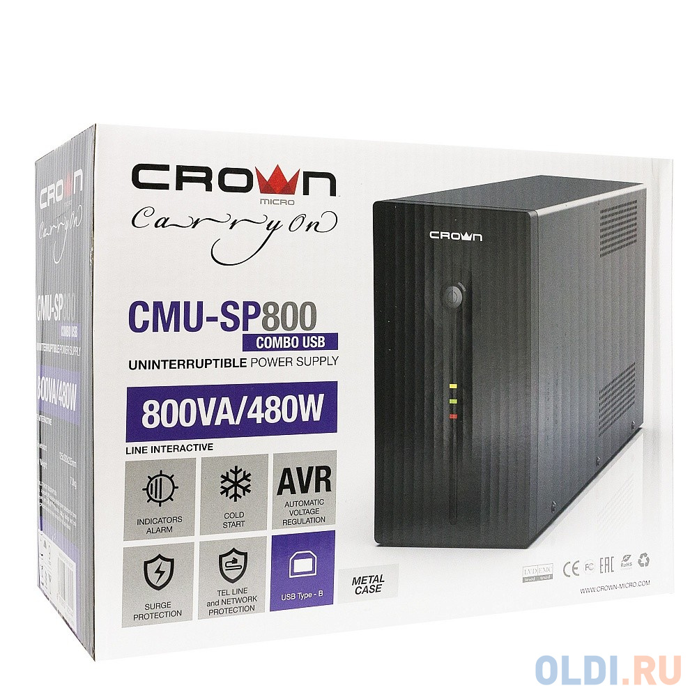 ИБП Crown CMU-SP800 COMBO USB 800VA - фото 3