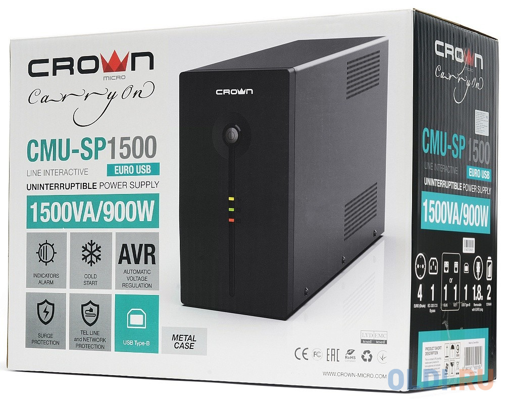 ИБП Crown CMU-SP1500EURO USB 1500VA 6941141600169 - фото 4