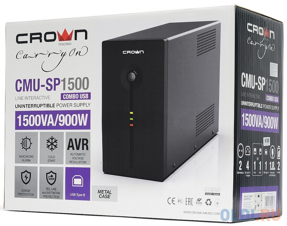 ИБП Crown CMU-SP1500COMBO USB 1500VA 6941141600183 - фото 4