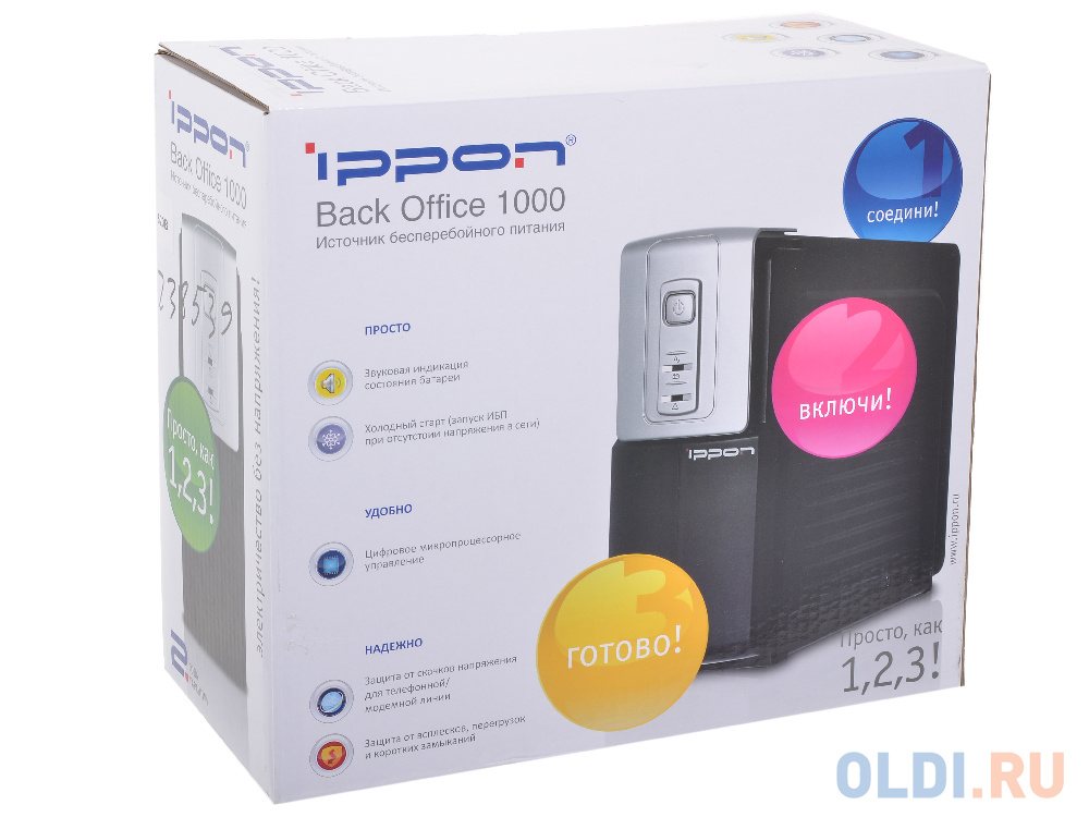 ИБП Ippon Back Office 1000 1000VA/600W (4 x IEC) фото