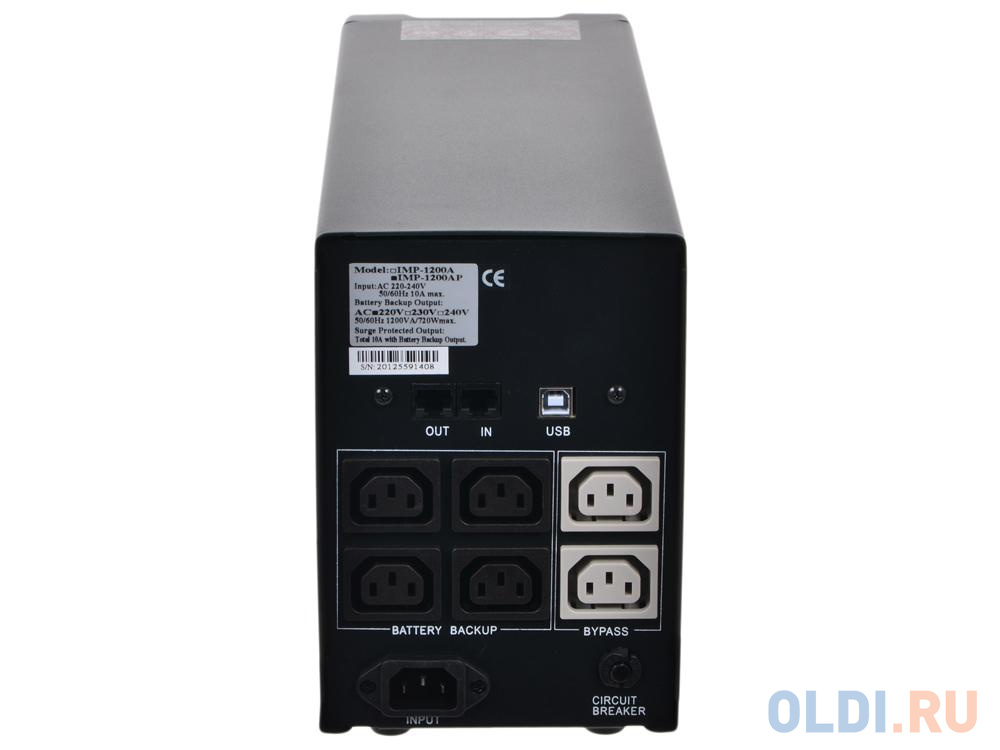 ИБП Powercom IMP-1200AP Imperial 1200VA/720W USB,AVR,RJ11,RJ45 (4+2 IEC)* 671478 - фото 2