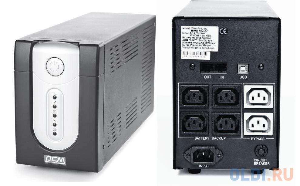 ИБП Powercom IMP-1500AP Imperial 1500VA/900W USB,AVR,RJ11,RJ45 (4+2 IEC)* ибп cyberpower ut1500ei 1500va 900w usb rj11 45 4 2 iec