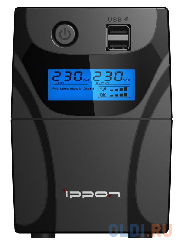 ИБП Ippon Back Power Pro II 500 500VA/300W LCD,RJ-45,USB (4 x IEC) 1030299 - фото 2