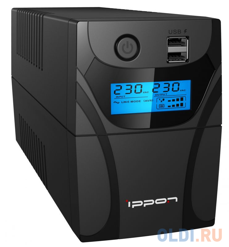 ИБП Ippon Back Power Pro II 650 650VA/360W LCD,RJ-45,USB (2 EURO) фото