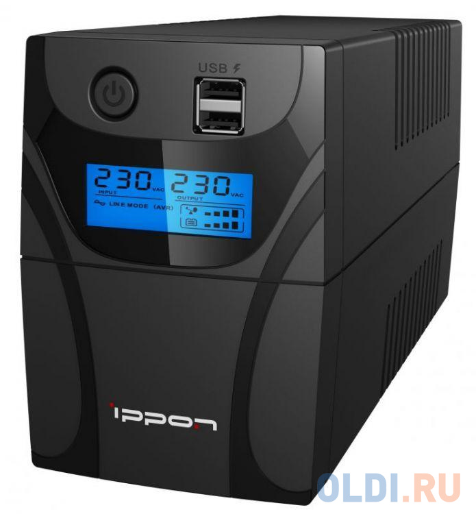 ИБП Ippon Back Power Pro II 850 850VA/480W LCD,RJ-45,USB (2 EURO) apc back ups es 850va 520w 230v 8 schuko 2 surge