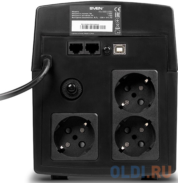 ИБП SVEN Pro 1500 1500VA/900W LCD, USB, RJ-45 (3 EURO) SV-013875 - фото 2