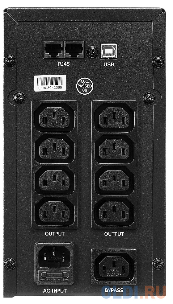 UPS CROWN 1200VA / 720W, metal, 2x12V / 9AH, 8 * IEC sockets + 1*IEC С13 bybass, AVR 140-290V, 1.8m CMU-SP1200IEC LCD USB - фото 2