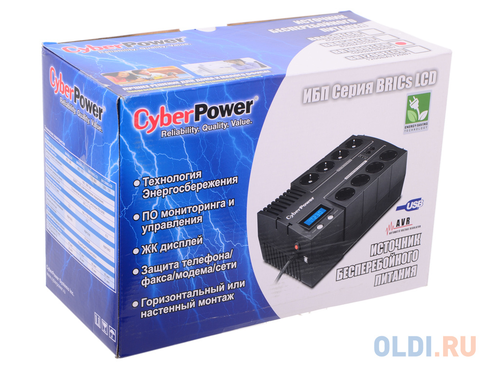 ИБП CyberPower BR1000ELCD 1000VA/600W USB/RJ11/45 (4+4 EURO) ИБП CyberPower BR1000ELCD 1000VA/600W USB/RJ11/45 (4+4 EURO) фото