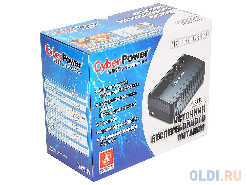 ИБП CyberPower BU600E 600VA/360W (3 EURO) - фото 5