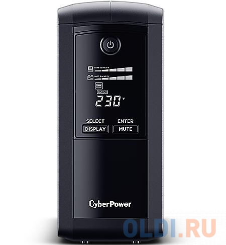UPS CyberPower VP1000EILCD {1000VA/550W USB/RS-232/RJ11/45  (6 IEC С13)} ибп cyberpower ols1000ert2u 1000va 900w usb rs 232 epo snmpslot rj11 45 ext battery 6 iec