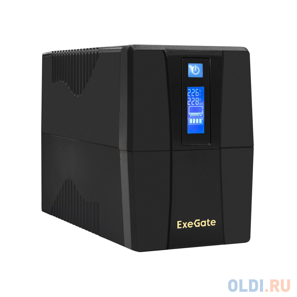 Exegate EP285568RUS  ExeGate Power Smart ULB-650.LCD.AVR.EURO <650VA/360W, LCD, AVR, 2 , Black>