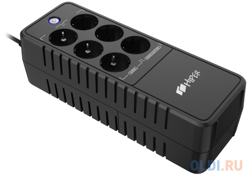 ИБП HIPER APX-600, 600ВА(360Вт), 6 розетки Schuko, USB-порт, чёрный - фото 3