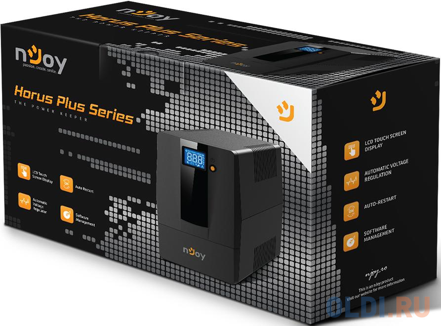 ИБП nJOY UPS 600VA Horus Plus 600 (эфективная мощьность 360Вт, LCD, ,батарея 7 Ач, 2 евро розетки) PWUP-LI060H1-AZ01B - фото 6