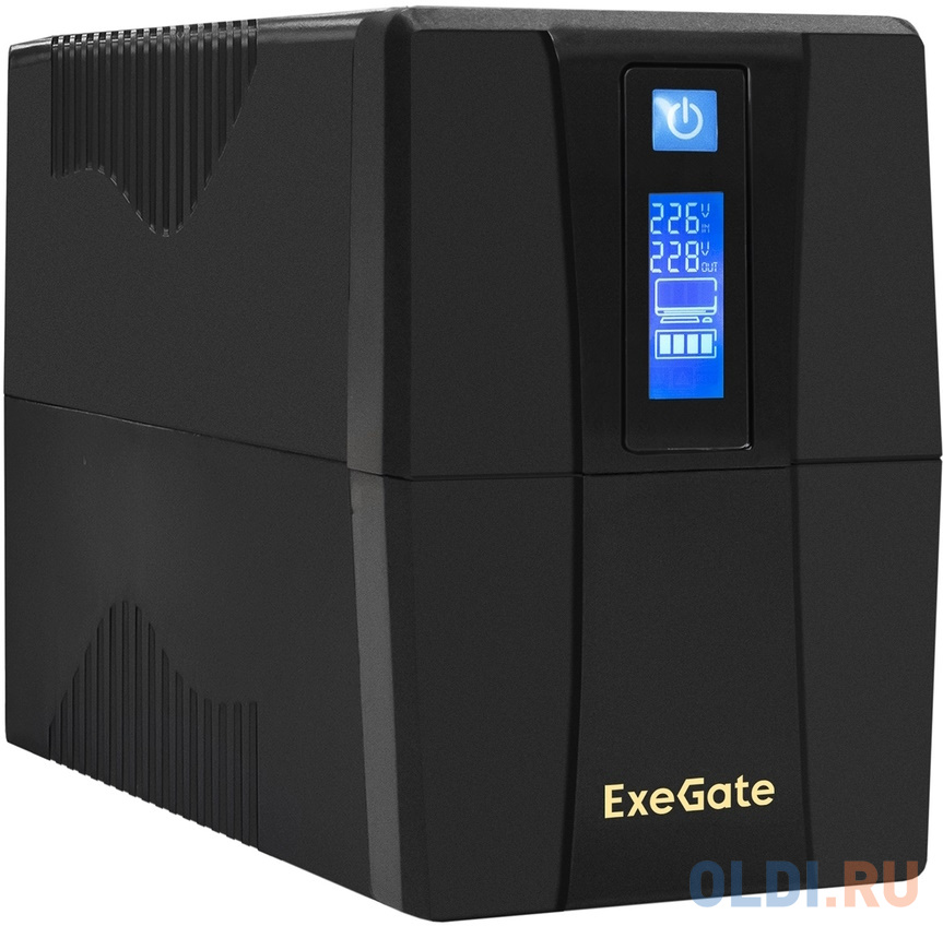 Exegate EP285476RUS ИБП ExeGate Power Smart ULB-850.LCD.AVR.C13.RJ.USB <850VA/480W, LCD, AVR, 4*IEC-C13, RJ45/11, USB, Black> - фото 1