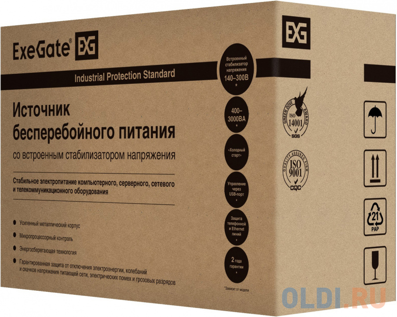 Exegate EP285481RUS ИБП ExeGate SpecialPro UNB-1000.LED.AVR.C13.RJ <1000VA/650W, LED, AVR, 6*IEC-C13, RJ45/11, Black> фото