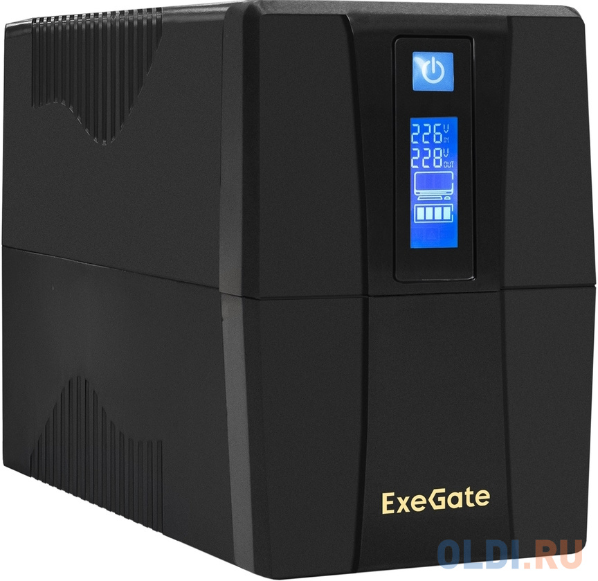 Exegate EP285478RUS ИБП ExeGate Power Smart ULB-850.LCD.AVR.EURO.RJ.USB <850VA/480W, LCD, AVR, 2 евророзетки, RJ45/11, USB, Black> - фото 1