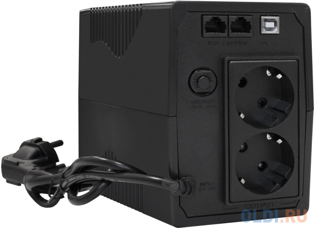 Exegate EP285478RUS ИБП ExeGate Power Smart ULB-850.LCD.AVR.EURO.RJ.USB <850VA/480W, LCD, AVR, 2 евророзетки, RJ45/11, USB, Black> - фото 2