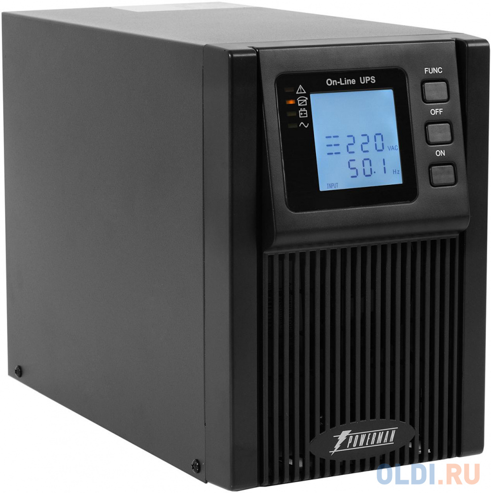 UPS POWERMAN Online 1000, LCD, double conversion, 1000VA, 900W, 4 pieces IEC320 C13 with redundant power supply, USB, RS232, SNMP slot, EPO connector, battery 12V 9Ah 2 pieces, 1 cable C13/C14, 144 x 209 x 293 mm., 9.16kg POWERMAN Online 1000I (IEC320) - фото 2