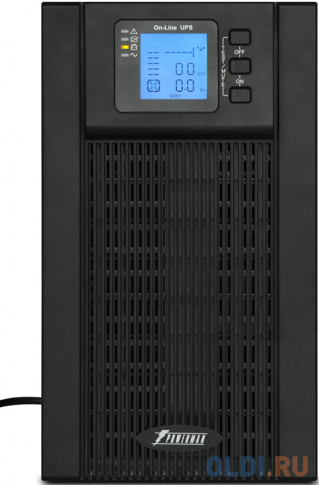 UPS POWERMAN Online 2000, LCD, double conversion, 2000VA, 1800W, 8 pcs IEC320 C13 with redundant power supply, USB, RS232, SNMP slot, EPO connector, battery 12V 9Ah 4 pcs, 1 cable C13/C14, 191 x 337 x 460 mm., 19.64 kg POWERMAN Online 2000I (IEC320) - фото 1