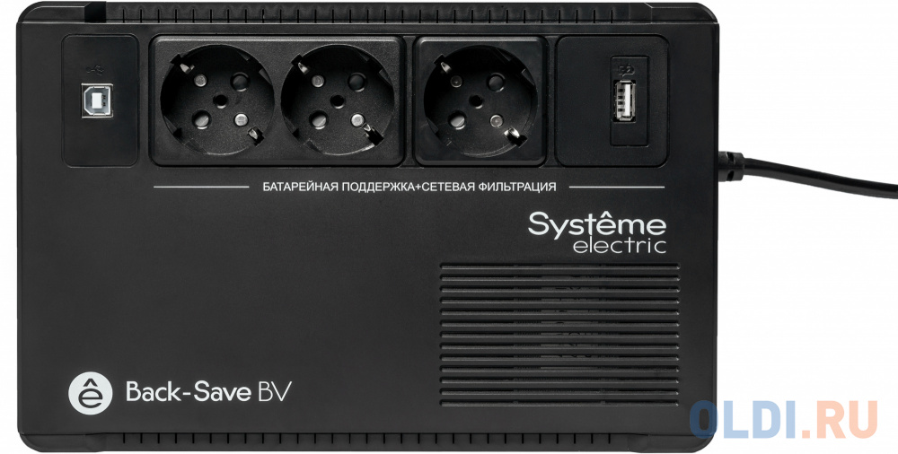 ИБП Systeme Electric Back-Save BV 400 ВА, автоматическая регулировка напряжения, 3 розетки Schuko, 230 В, 1 USB Type-A BVSE400RS - фото 3