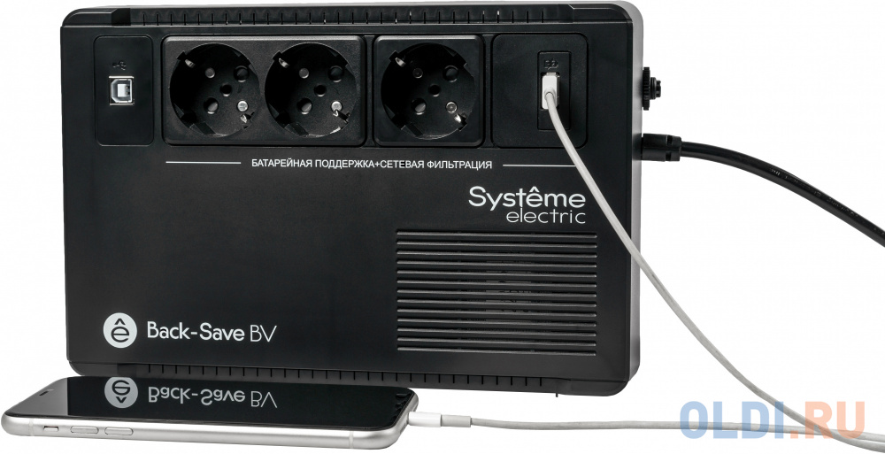ИБП Systeme Electric Back-Save BV 400 ВА, автоматическая регулировка напряжения, 3 розетки Schuko, 230 В, 1 USB Type-A BVSE400RS - фото 6