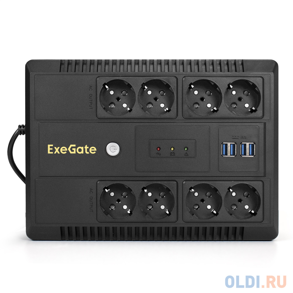 Exegate EX293854RUS ИБП ExeGate NEO NNB-800.LED.AVR.8SH.CH <800VA/480W, LED, AVR, 8*Schuko, 4*USB-порта для зарядки, Black> NEO NNB-800.LED.AVR.8SH.CH (EX293854RUS) - фото 2