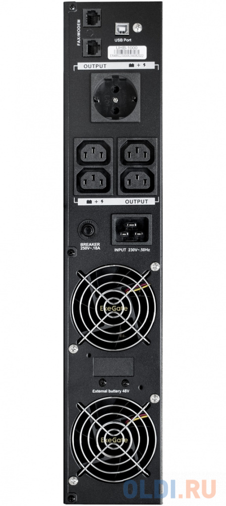 ИБП Exegate SinePower UHB-1000.LCD.AVR.1SH.4C13.RJ.USB.2U 1000VA EX293051RUS, цвет черный, размер 455x445x88 мм - фото 3