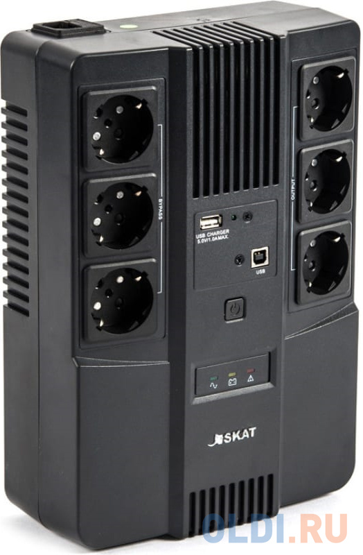 (8998) Бастион SKAT-UPS 600 AI 600ВА/360Вт/Line-Interactive/АКБ 7Ачх1/220В/6хSchuko/3 л.г - фото 1