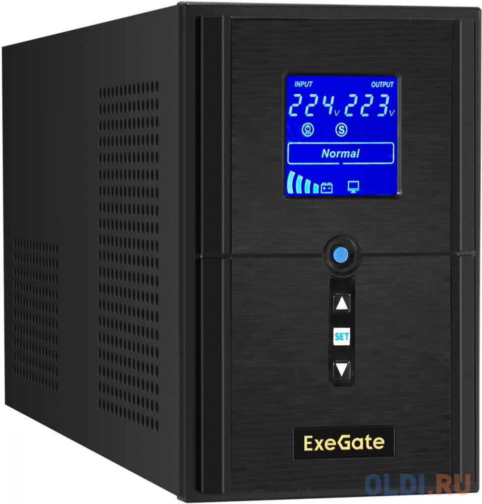 ИБП (инвертор, синус, для котла) ExeGate SineTower SN-1000.LCD.AVR.2SH.1C13.USB <1000VA/800W, чистая синусоида, LCD дисплей, AVR, 2*Schuko+1*C13, U