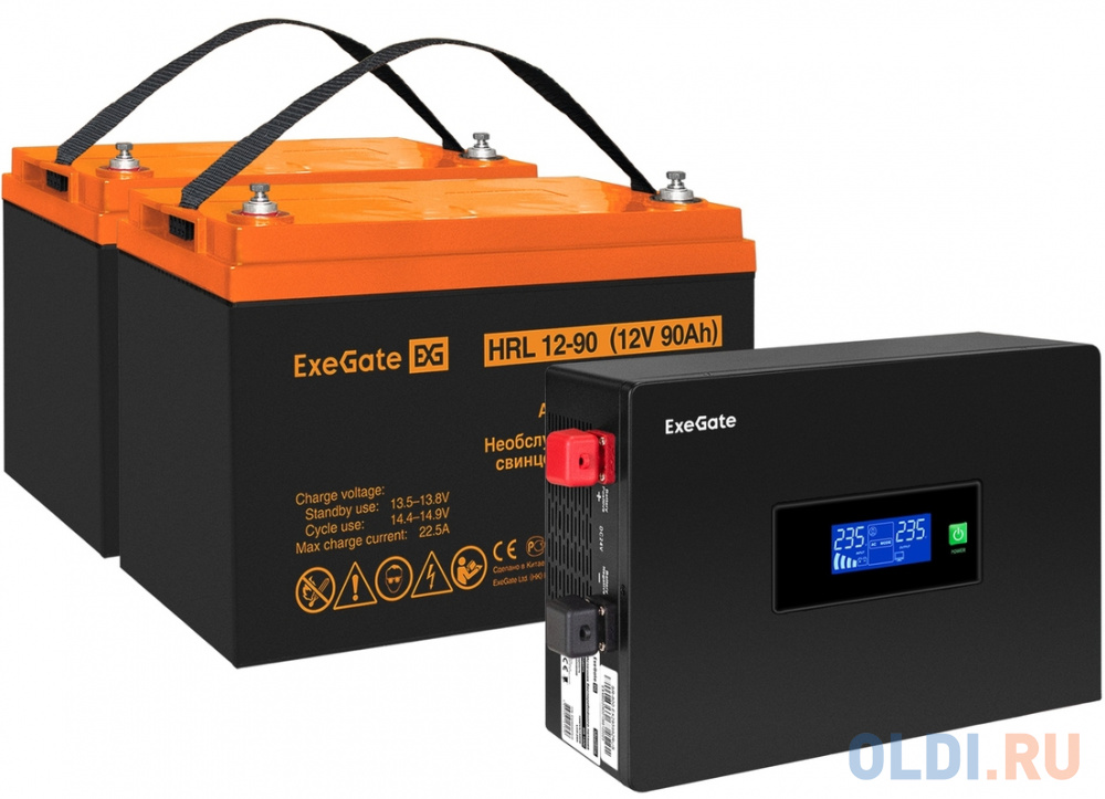 

Комплект ИБП EX295994RUS + батарея 90Aч EX285655RUS 2шт (инвертор, синус, для котла, PF=1, настенный) ExeGate IdealSine SR-1500.LCD.2SH <1500VA/150