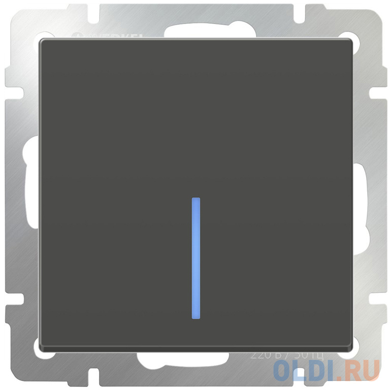 

Выключатель одноклавишный с подсветкой черный матовый WL08-SW-1G-LED 4690389054174