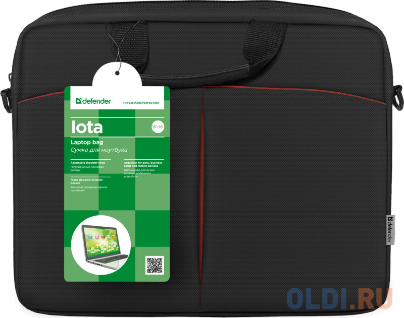 Сумка для ноутбука 16" Defender Iota полиэстер черный 26007 фото