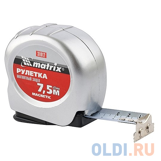 Рулетка Magnetic, 7,5 м х 25 мм, магнитный зацеп// Matrix сверло фреза 6 мм универсальное нитридтитановое покрытие цилиндрический хвостовик matrix