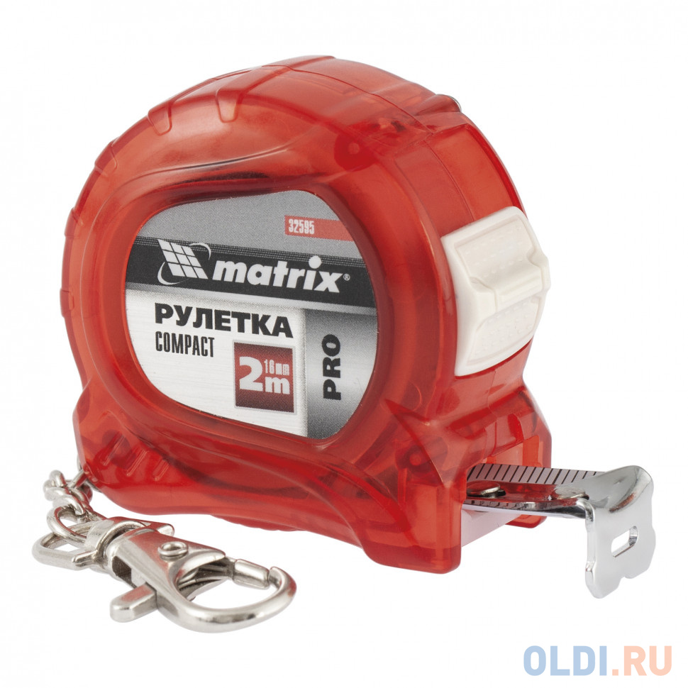 

Рулетка Compact, 2 м x 16 мм, компактный размер, карабин-держатель, PRO// Matrix