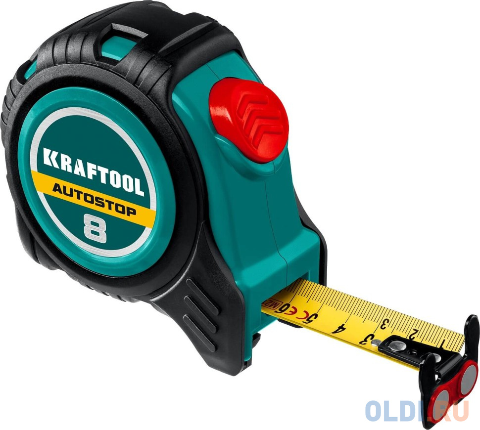 

KRAFTOOL AutoStop, 8 м х 25 мм, профессиональная рулетка с автостопом (3412-8-25)